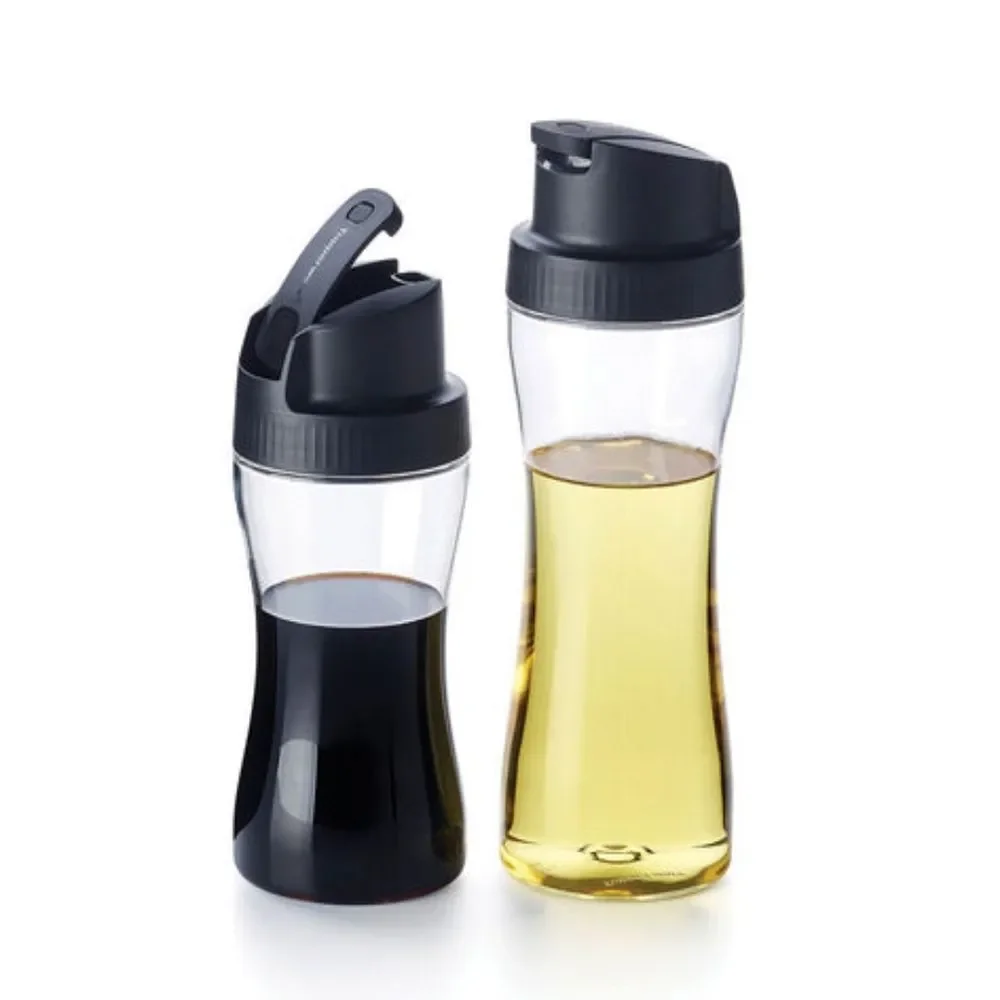 Tupperware Clearly Elegant Oil or Sauce Dispenser Set of 2 Small & Large NEW
